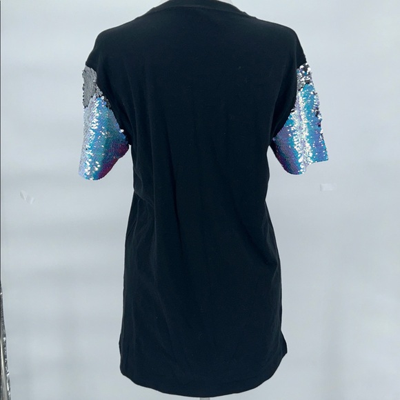 PINK Victoria's Secret Black Tee with Sequin Sleeves size XS - Picture 4 of 11